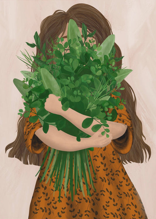 Meisje met boeket | Poster