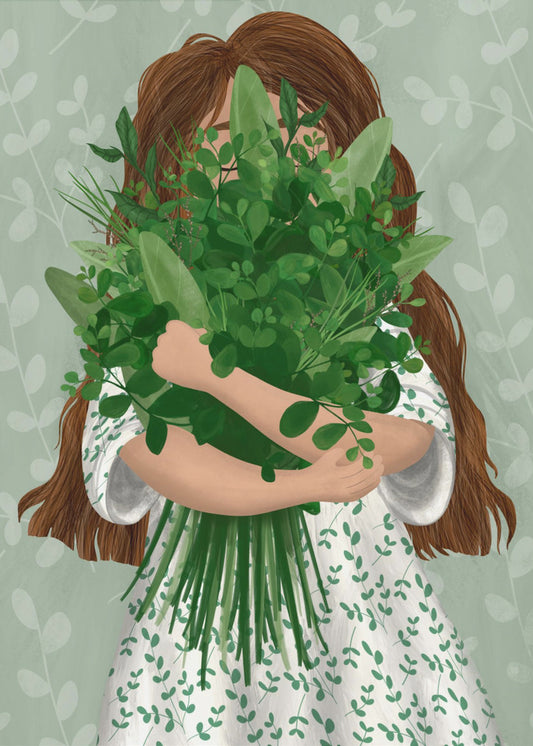 Meisje met boeket | Poster