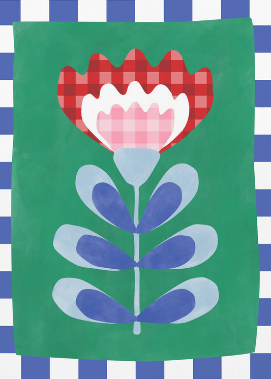 Bloemmotief met opvallende geometrische vormen | Poster