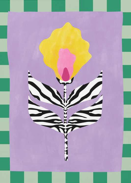 Bloem met zebrapatroonbladeren | Poster