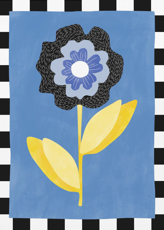Bloem met een blauw en zwart bloemblaadje | Poster