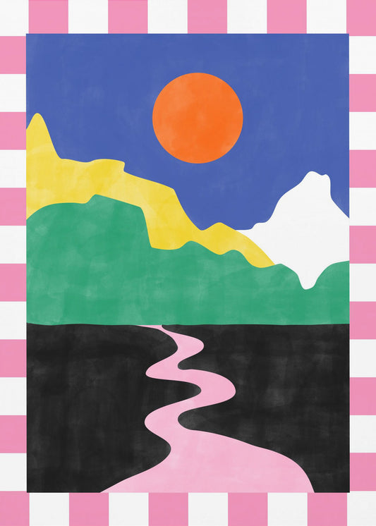 Minimalistisch landschap met levendige kleuren | Poster