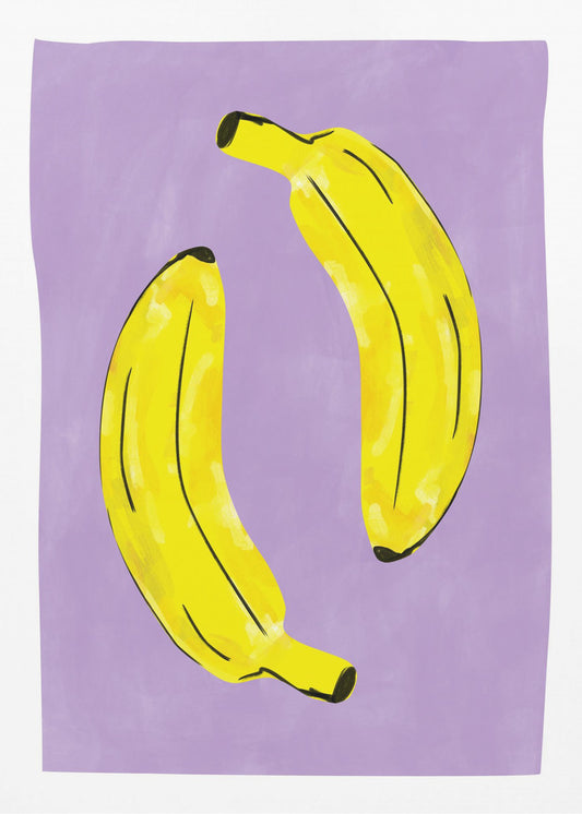 Twee felgele bananen | Poster