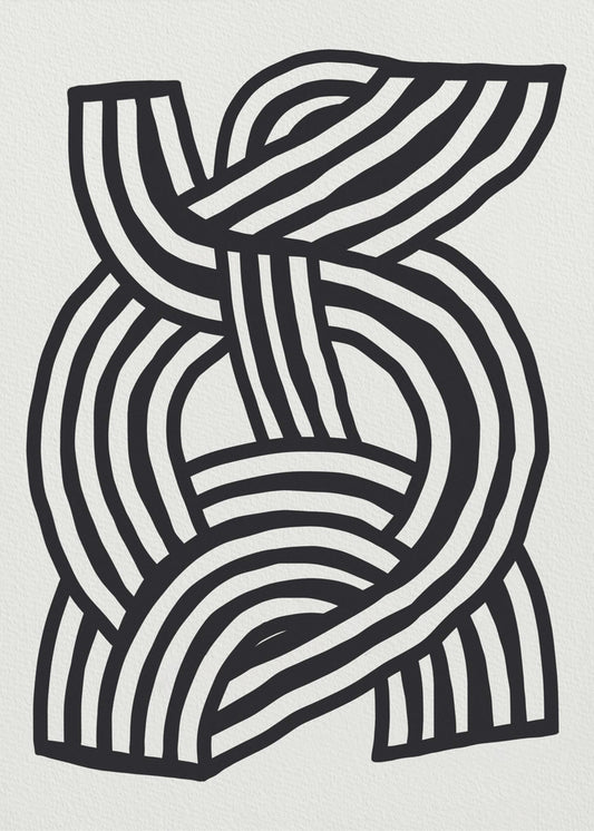 Mid-Century Modern Abstract Lijnkunst Schilderij | Poster
