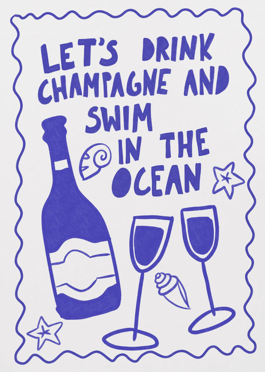 Champagne en Oceaan | Poster