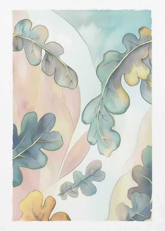 Watercolor Oak Leafs | Poster