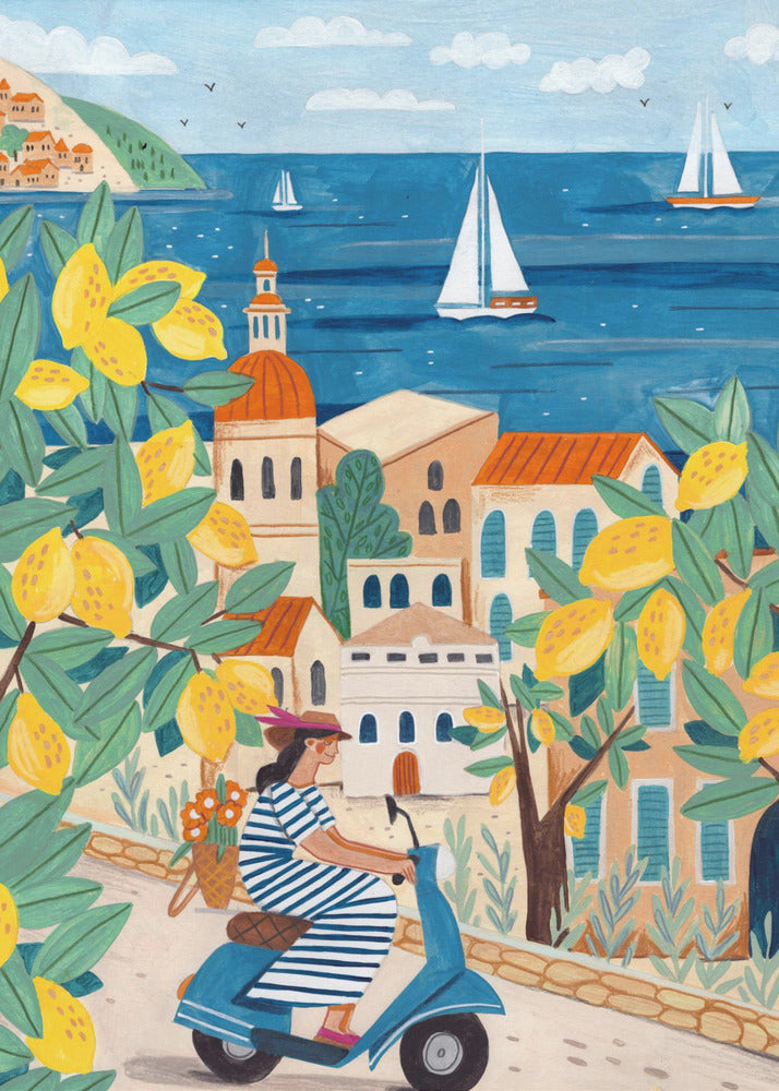 Reisposter vrouw aan de Amalfikust, Italië | Poster