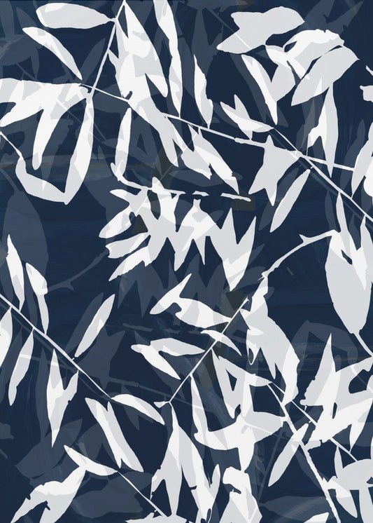 Marineblauwe witte bamboe 1 | Poster