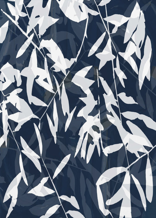 Marineblauwe witte bamboe 2 | Poster