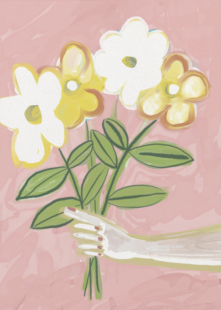 Bosje bloemen roze en geel | Poster