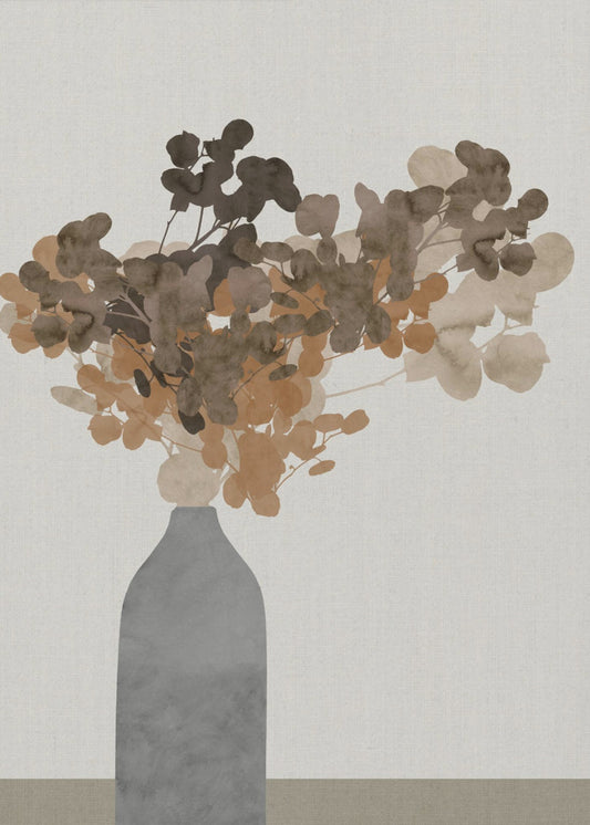 Roestbruine gedroogde bloemen in vaas op tafel 2 | Poster