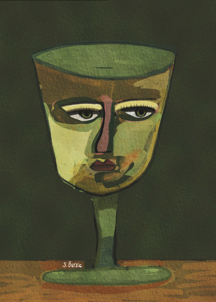 Wine Glass Lady green | Poster
