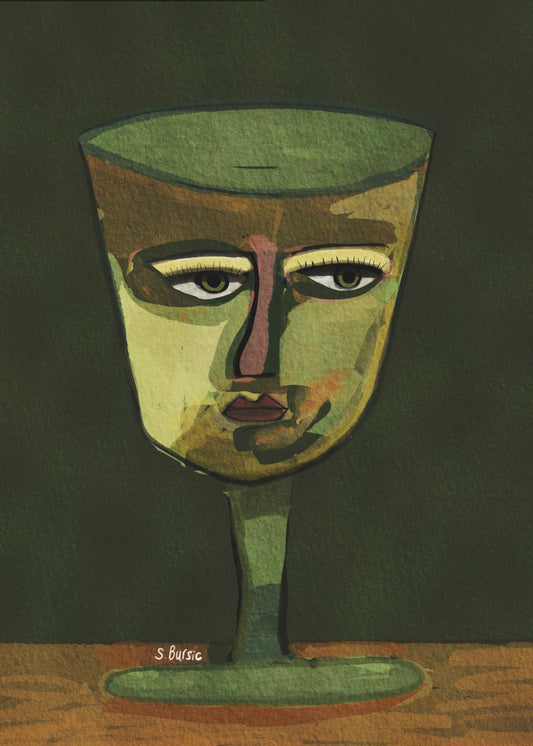 Wine Glass Lady green | Poster