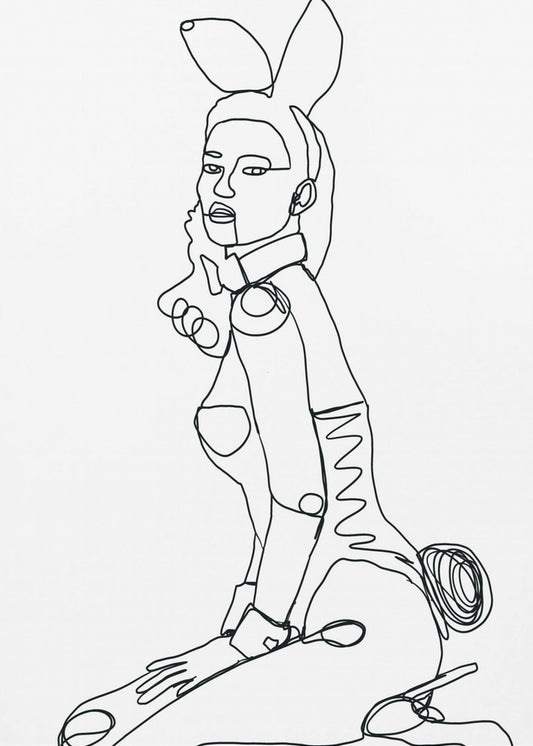 Line Drawing of Bunny Lady | Poster