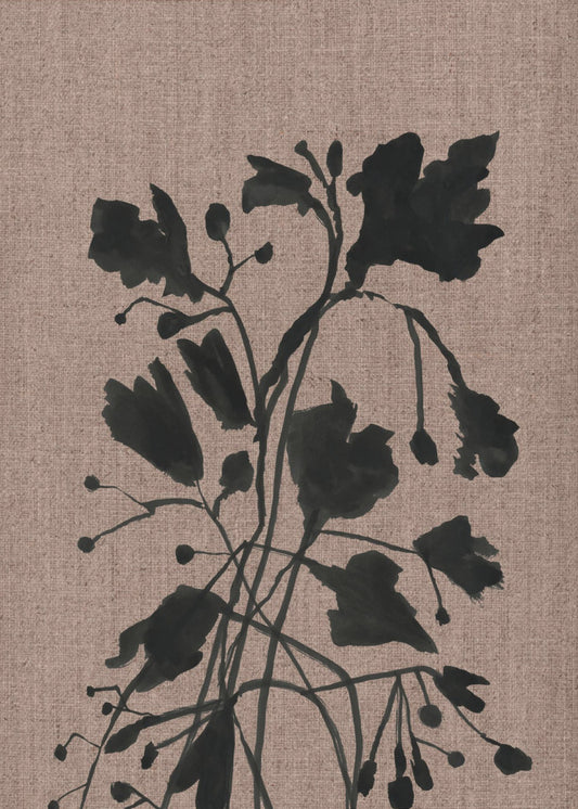 Zwarte bloemen II | Canvas