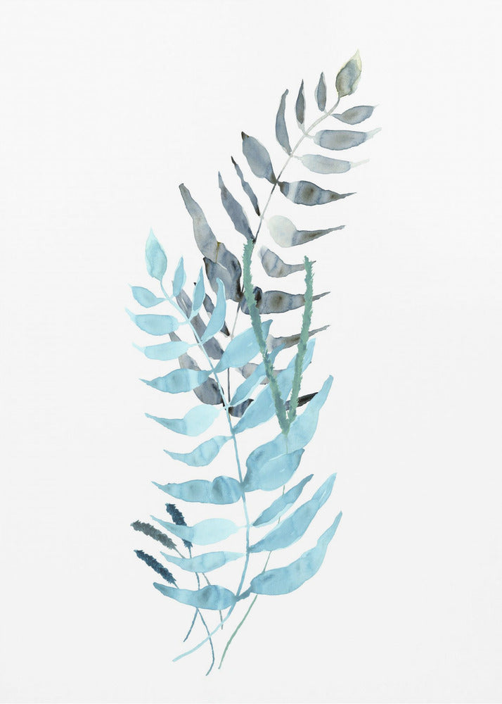 Blauwe aquarelbloemen 1 | Poster