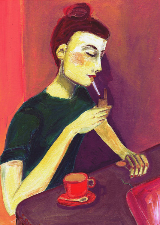 Lady lighting cigarette | Poster