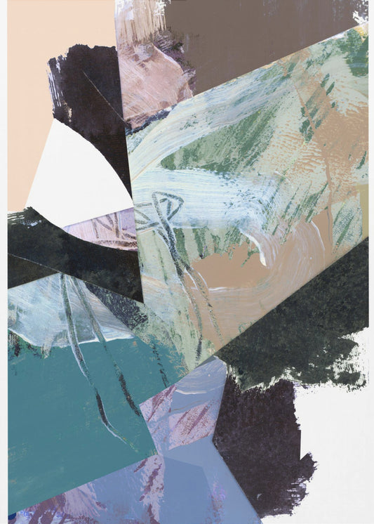 Blauw Zwart Neutraal Wit Abstract 2 | Poster