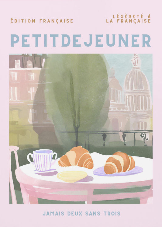 Petit Dejeuner, Croissants, Parijs, Pastell | Canvas