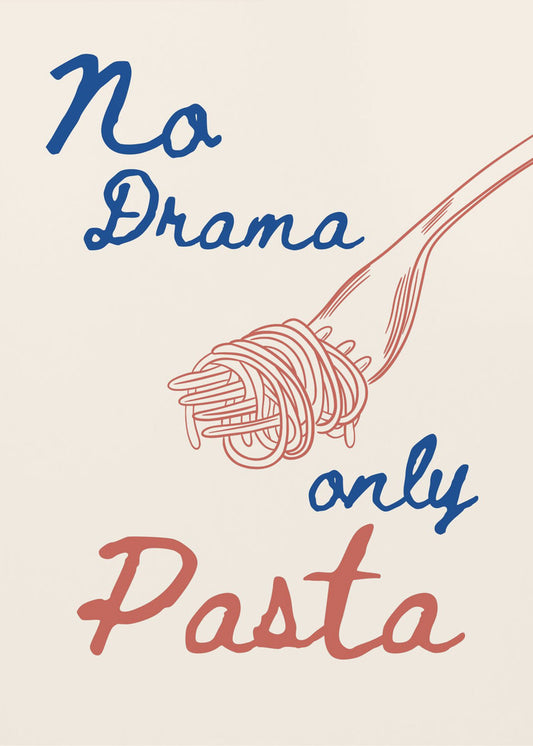 Geen drama alleen pasta, Illustratie + Tekst | Canvas