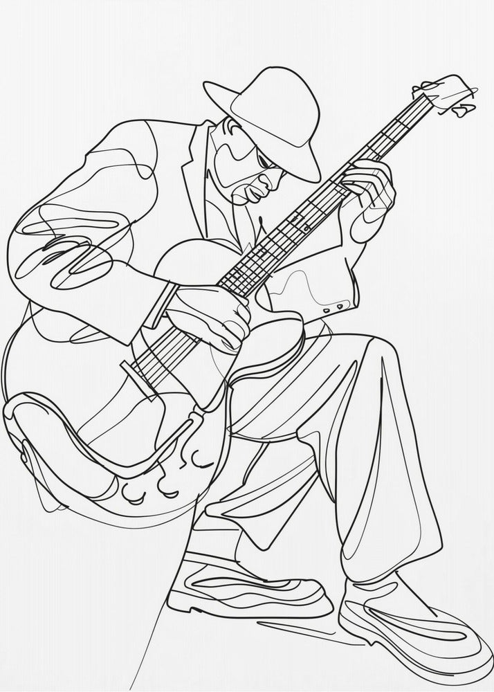 Line Art Muzikant 3 | Canvas