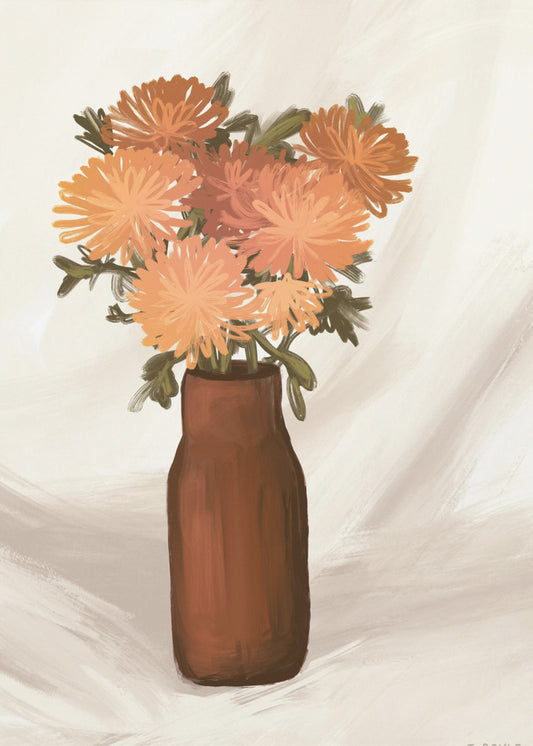 Vaas met bloemen in perzik | Canvas