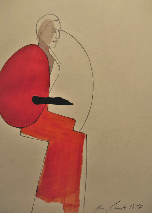 Vrouw in het rood | Canvas