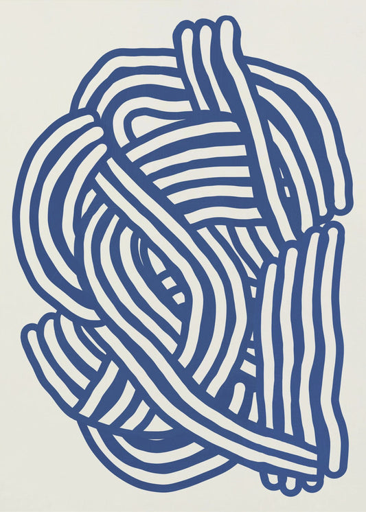 Lijnkunst organische vorm in blauw | Poster