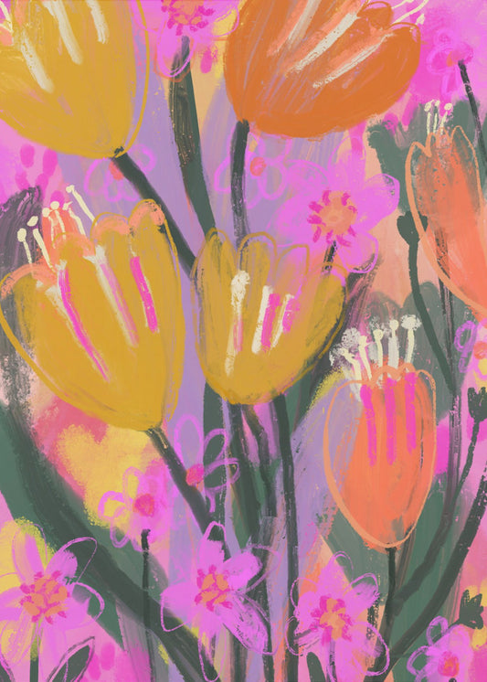 Levendige Bloemblaadjesdans | Canvas