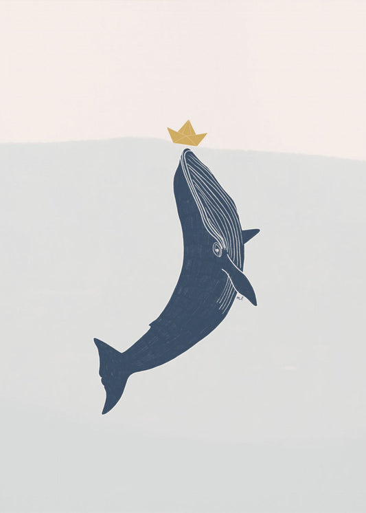 Blauwe vinvis zeilboot | Poster