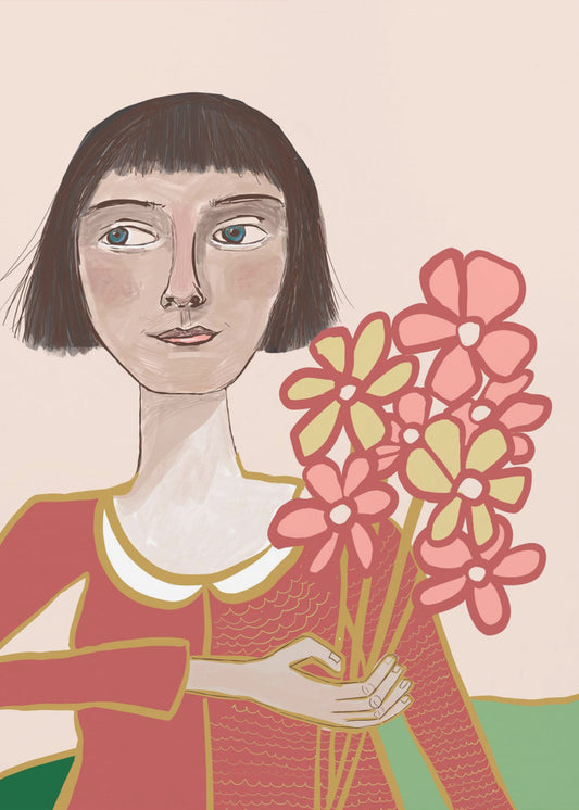 Vrouw met bloemen | Poster