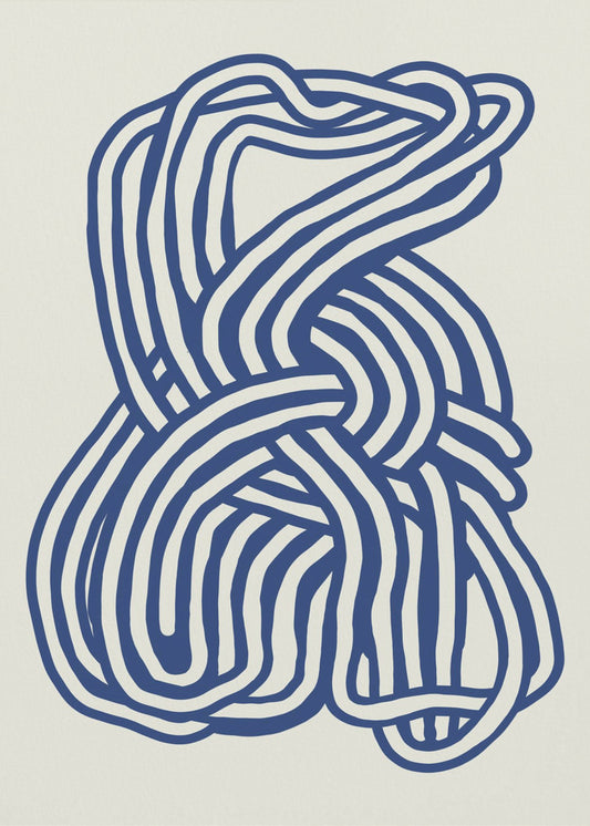 Lijnkunst organische vorm in blauw 02 | Poster