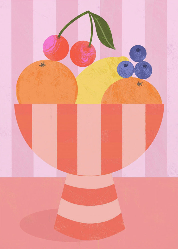 Fruit in gestreepte schaal | Canvas
