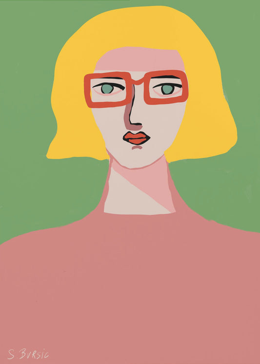 Golden hair lady with red glasses | Poster