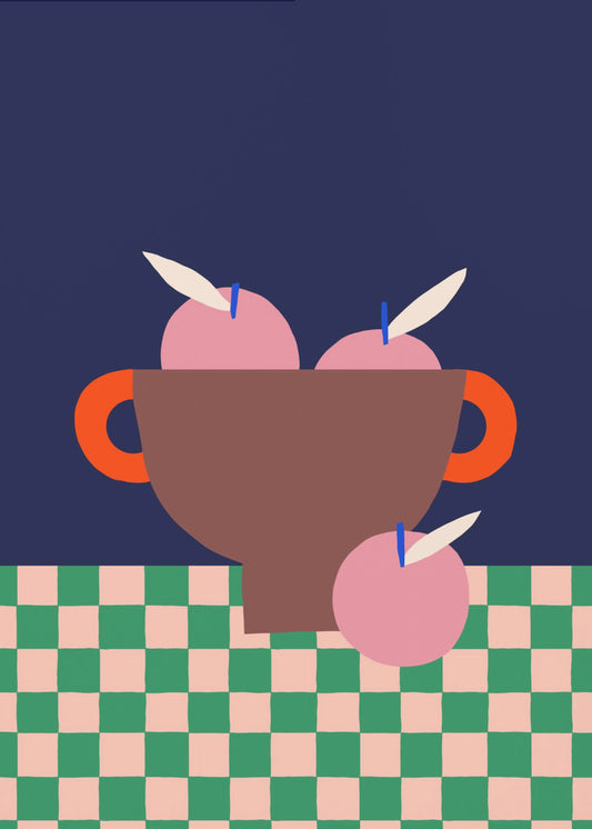 Fruitschaal met roze appels | Poster