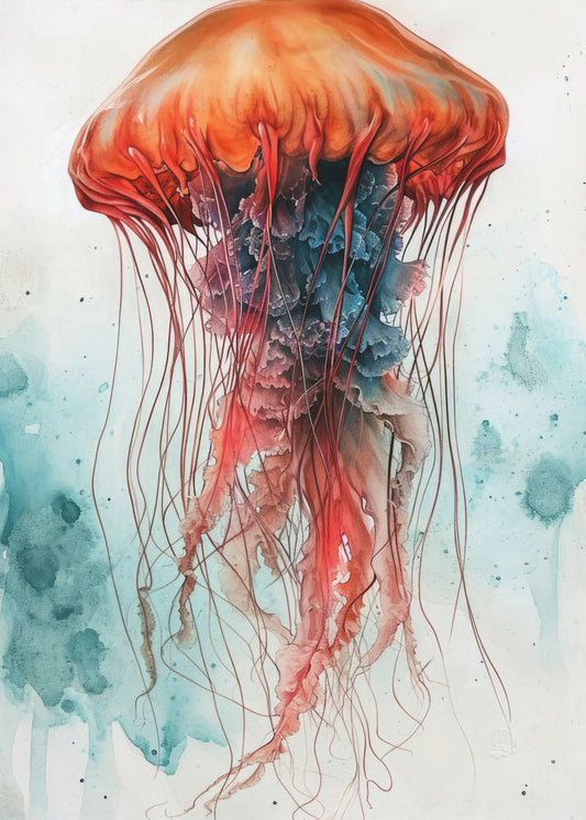 Aquarelkunst van Medusa-zeedieren | Poster
