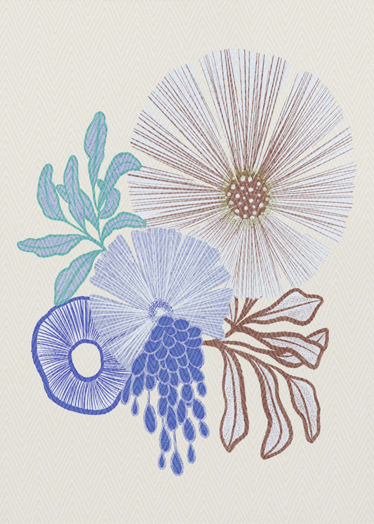 Koraal bloemen | Canvas