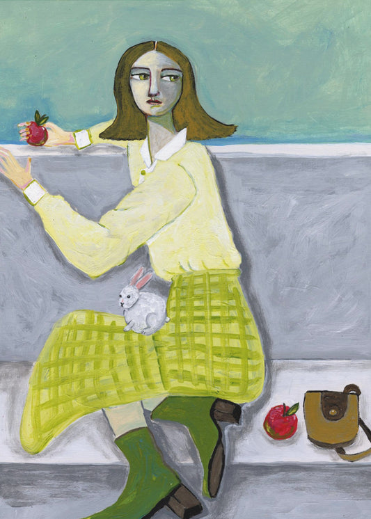 Lady and the Rabbit with apple | Poster