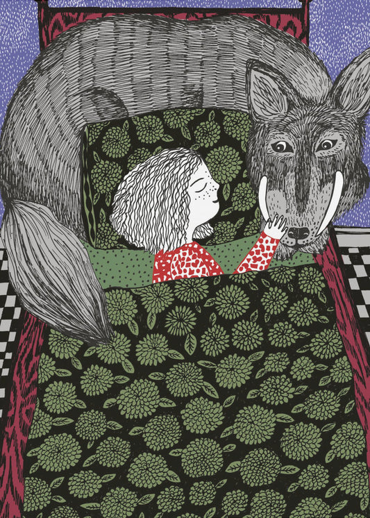 Meisje en Wolf | Canvas