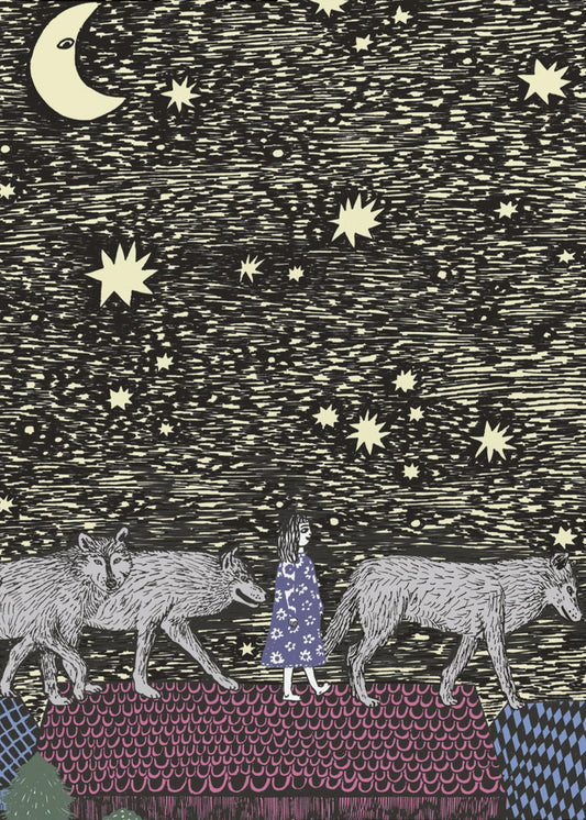 Meisje met wolven | Canvas