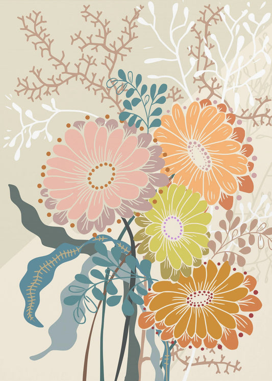Lente Madeliefjes Aardse Tinten | Canvas