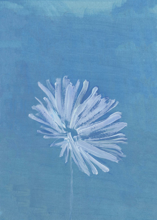 White Flower On Blue Background | Canvas