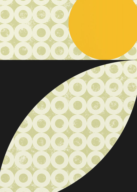 Geometrische vormen met een opvallende gele cirkel | Canvas