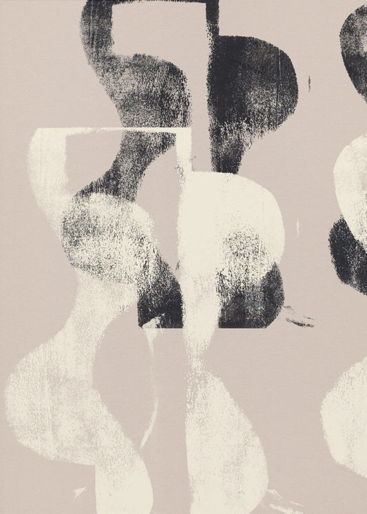 Tango – Organische vormen in zwart en beige | Canvas