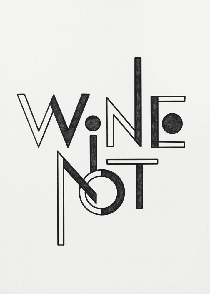 Wijn Niet handgetekende tekst &amp; citaat | Canvas
