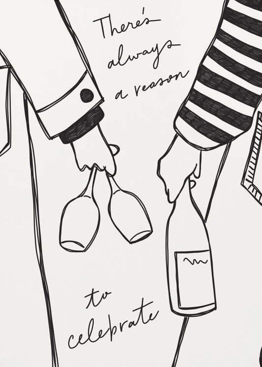 Vrouw met wijnfles en wijnglas (zwart-wit) - Wijn Vin Femme Noir et Blanc | Poster