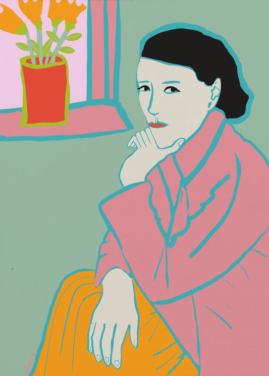 Dame in het roze | Canvas