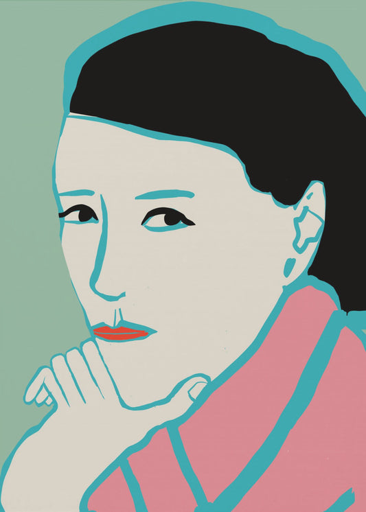 Vrouw kijkt | Canvas