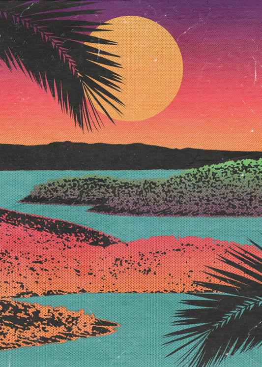 Retro Zonsondergang | Canvas