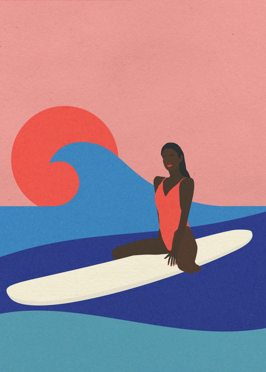 Meisje op een surfplank | Poster